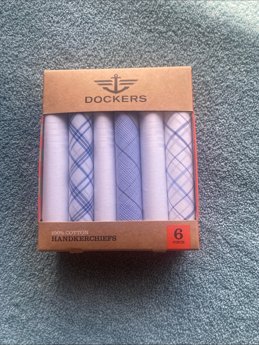 Dockers 6 handkerchiefs multiple patterns in box cotton